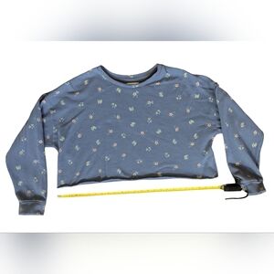 Colsie Target Cropped Sweatshirt Long Sleeve Light Blue All Over Small Floral XL
